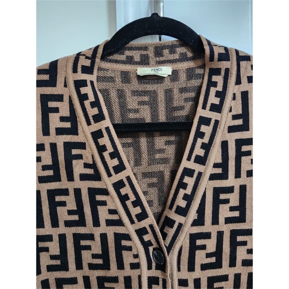 Authentic Fendi Zucca Cardigan in Brown/Black - Picture 9 of 16
